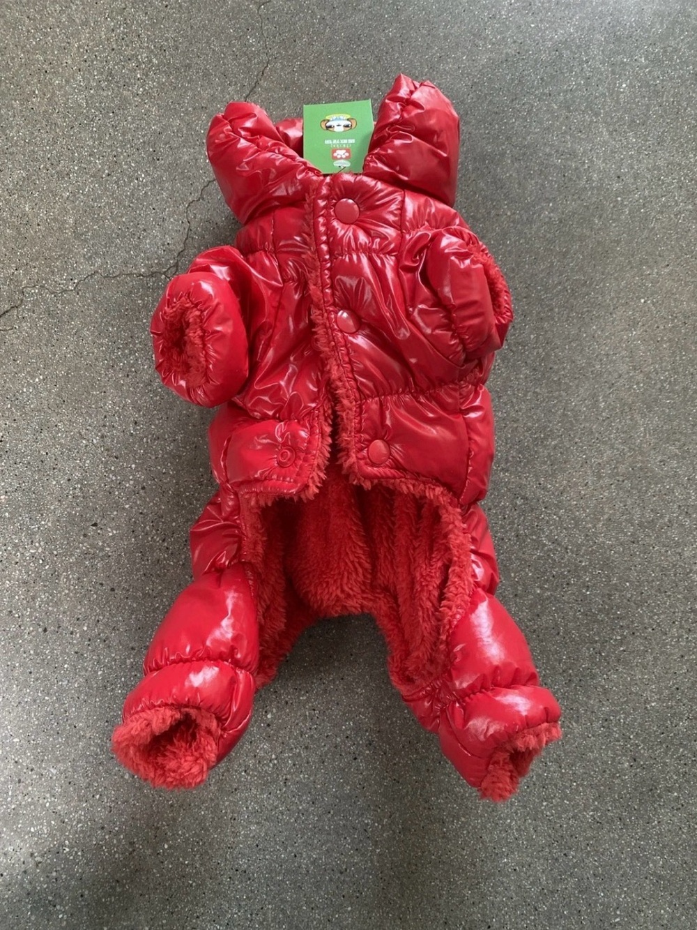 Red Quilted Puffer Pet Jumpsuit